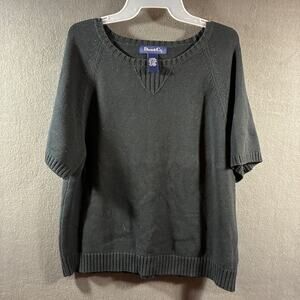 vtg ralph lauren denim co women cotton top large black knit neutral minimalist